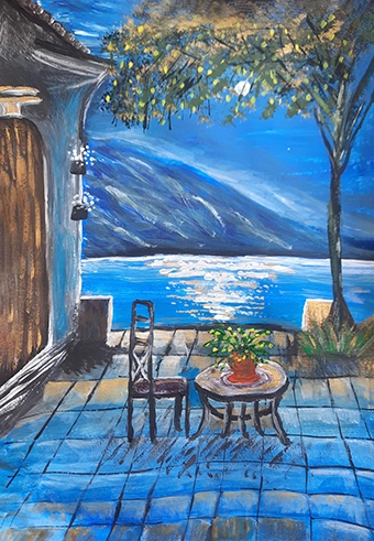 Blue night on the terrace